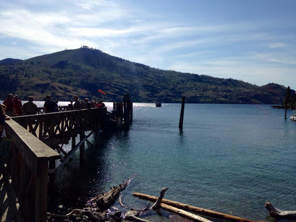 The Moore Point dock with a much more reasonably sized crowd of people