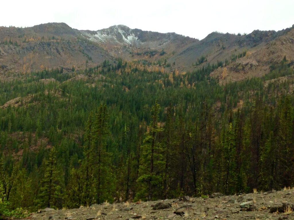 A dusting of snow on the mountain across the way!