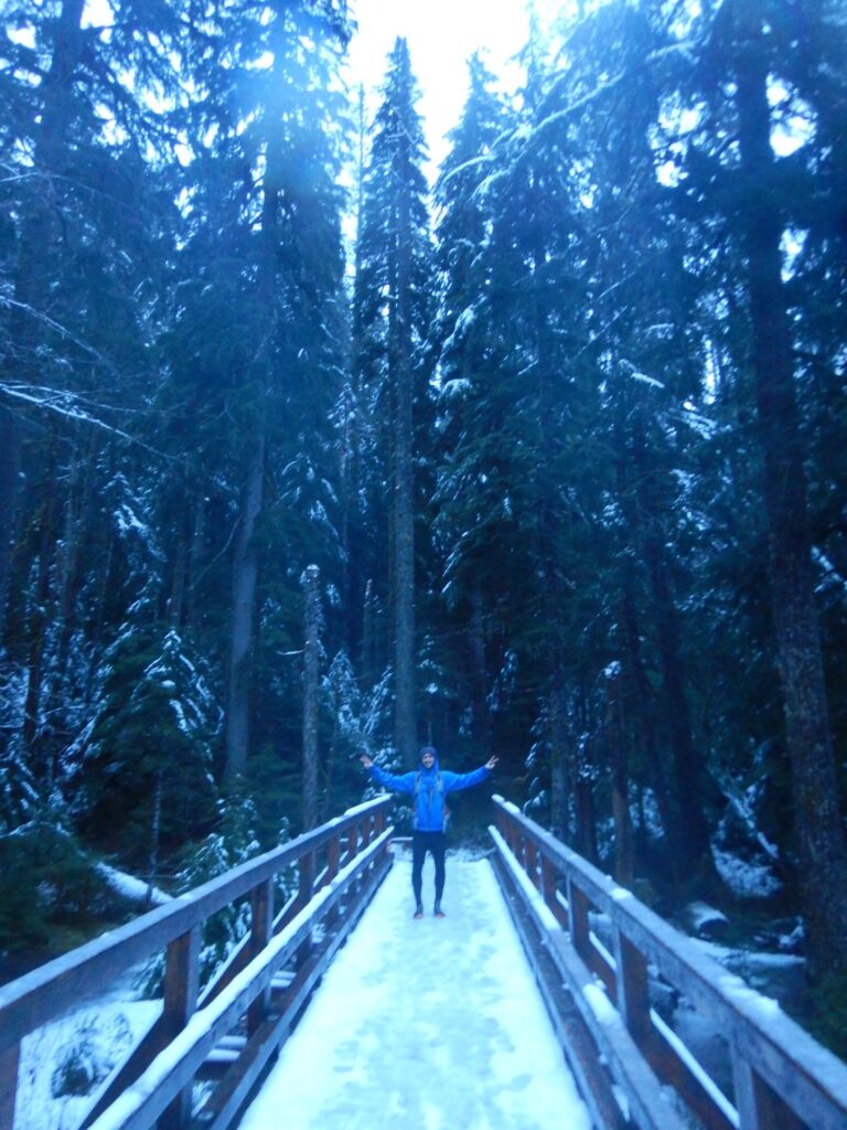 The bridge that crosses to the Goldmyer property. Gorgeous with a dusting of snow!