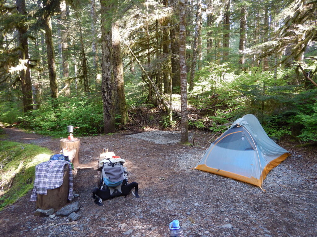 My awesome little camp spot right on the Burntboot Creek