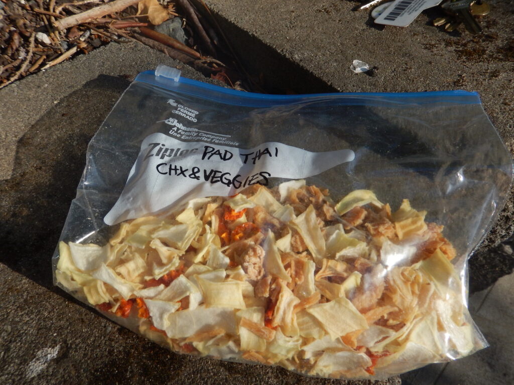 Phad Thai dinner. What’s in this bag rehydrated into 3 full sized dinners. Incredible!
