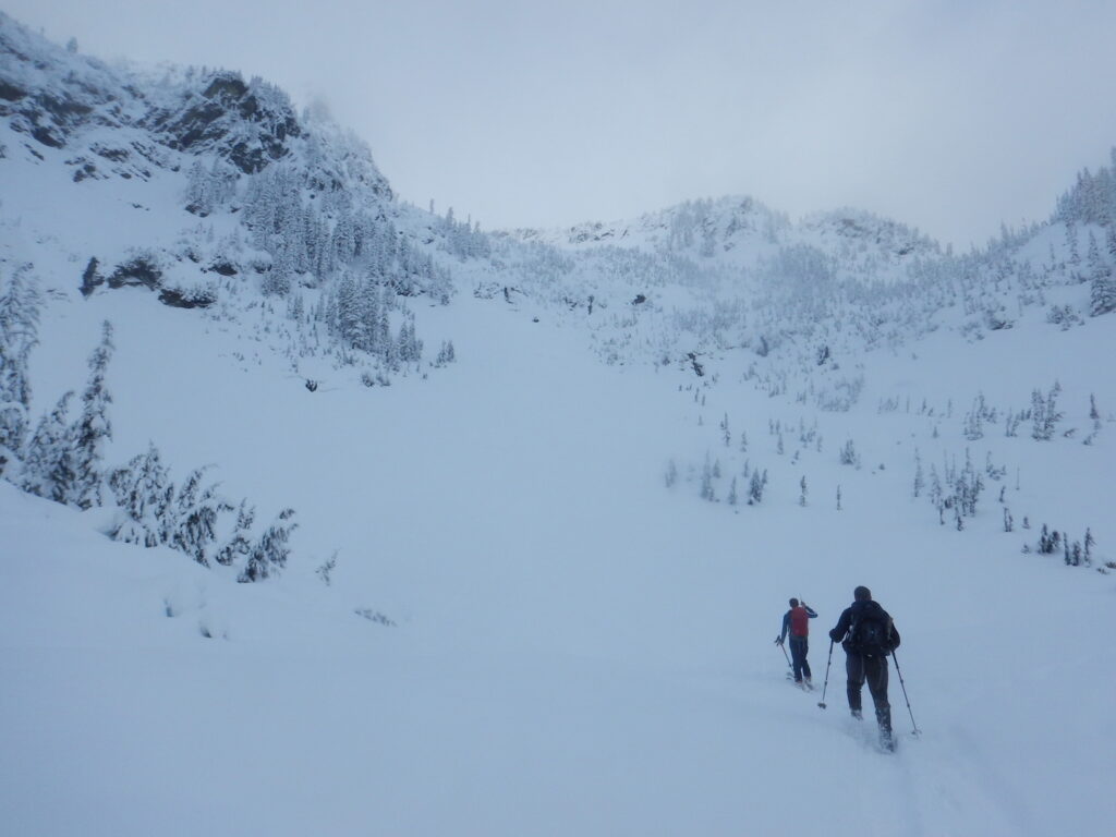 Breaking trail to the Source Lake training location. What a beautiful place to spend the day!