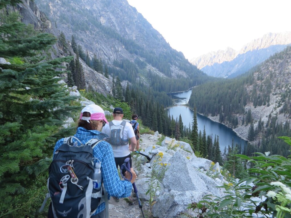 On our way out on the brutal descent to Snow Lake