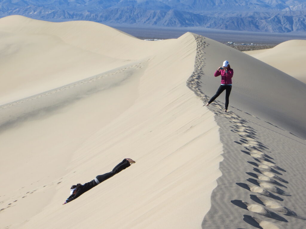 We spent our post-race recovery day being crazy at the Mesquite Sand Dunes. After sliding and running around on them for a few hours my legs were really stiff, yikes! But so fun!