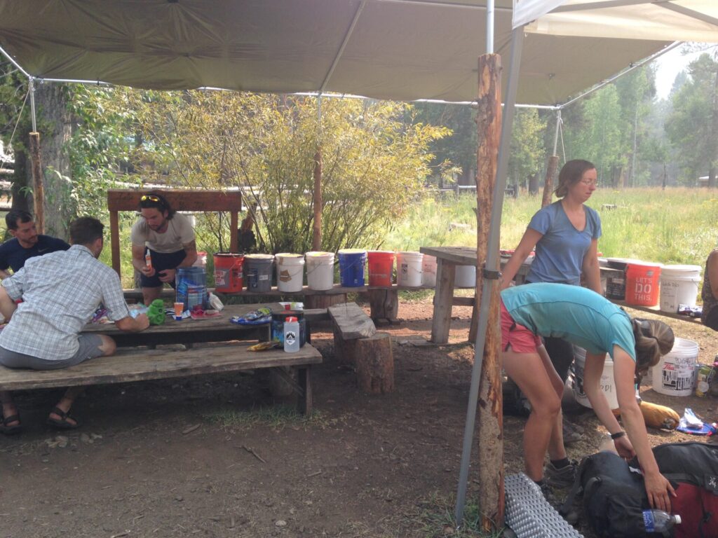 Resupplying at the Muir Trail Ranch. It was an explosion of food!