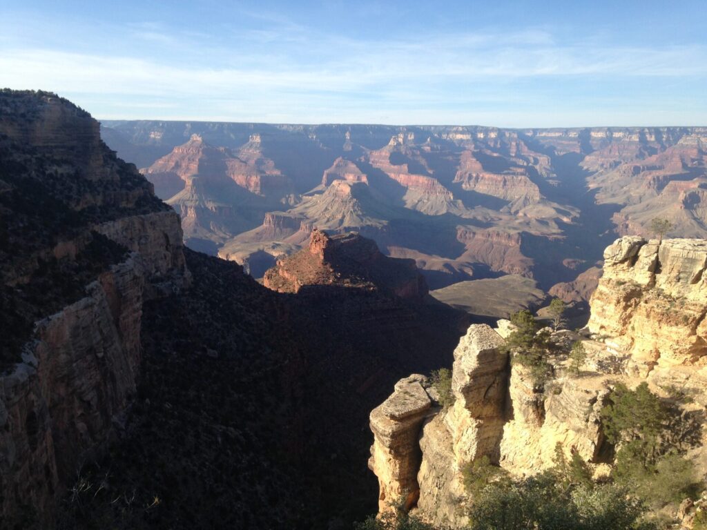 Looking at the Grand Canyon from the Bright Angel trailhead the day before our hike. Yep, we're going way down there!