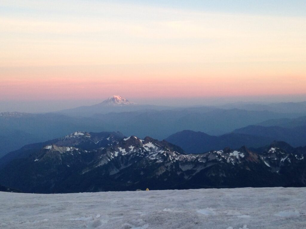 Mt Adams under a beautiful sunset from our campsite