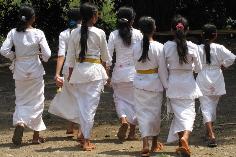 Local girls in ceremonial clothing