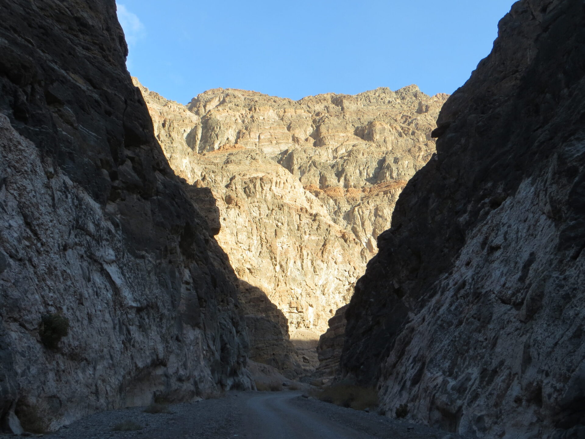 My dad took a picture as he hiked through the opening of Titus Canyon on the race course. Amazing!