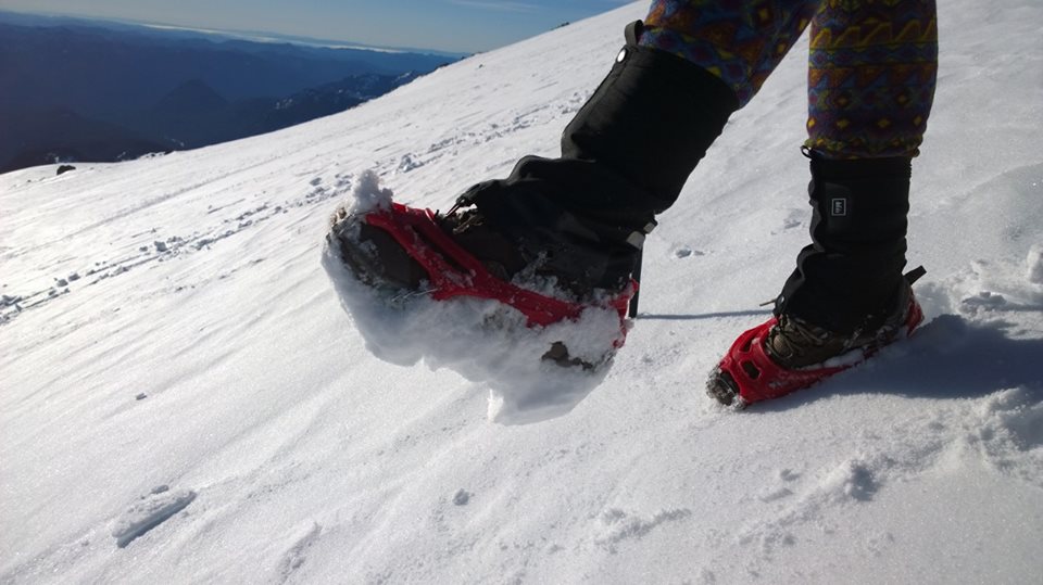 I took my spikes off on the downhill - the snow was balling up much too quickly and almost caused me a faceplant. I joked that "Hey look, I'm wearing Hokas!"