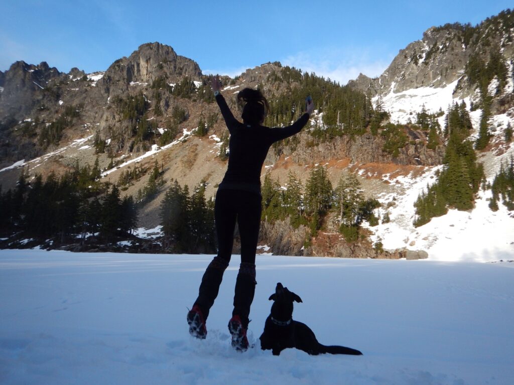 And when you hike alone you get to take goofy self-timed photos like this! Me and Jake Dog at Melakwa Lake just this past Friday