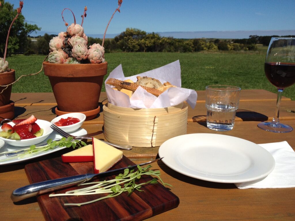 Enjoying an amazing spread from the Phillip Island winery. Life is awesome!!